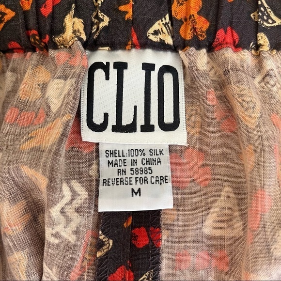 VINTAGE CLIO silk funky pattern pants boho trendy medium - Picture 5 of 7